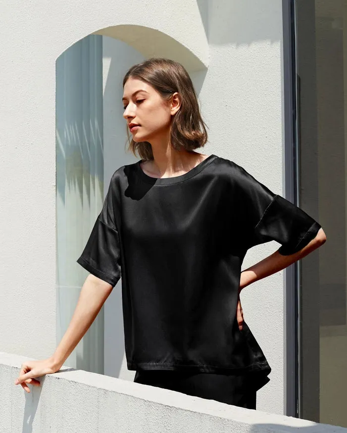 Sunday Morning Silk Pajamas Black