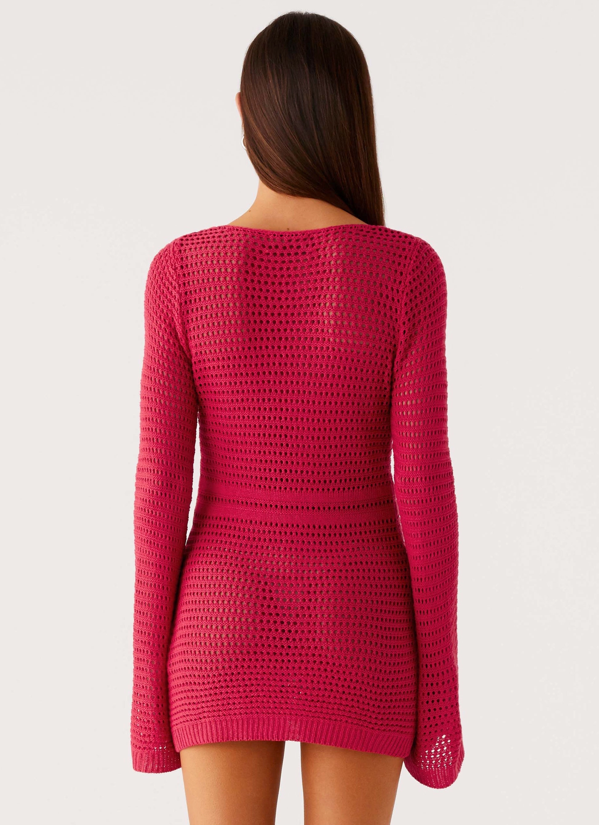 All Fitwear Sunriser Crochet Mini Dress - Pink