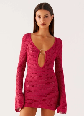 Sunriser Crochet Mini Dress - Pink Calm Outfit
