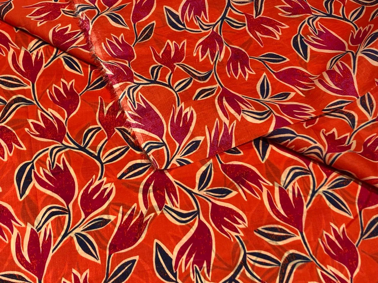 Sushi Voile  PRINTED Fabric  58" wide available in 2 prints orange and candy floral and navy and cream stars