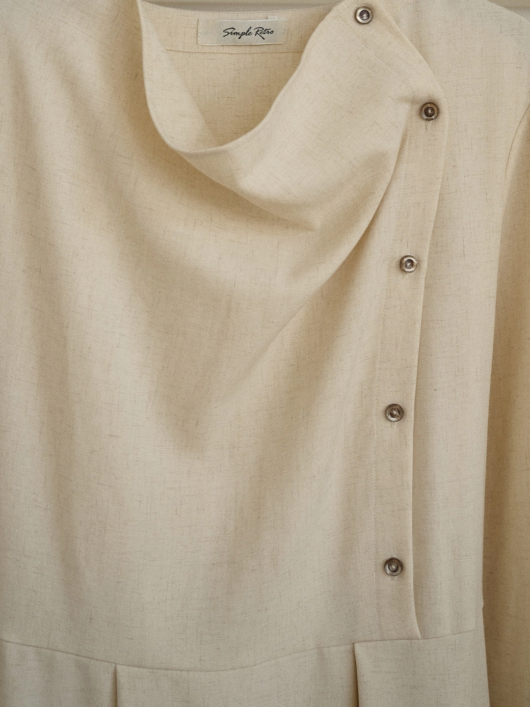 Hypoallergenic Lining MeshLining Sustainable Material Kora Round Neck Blet Linen Dress
