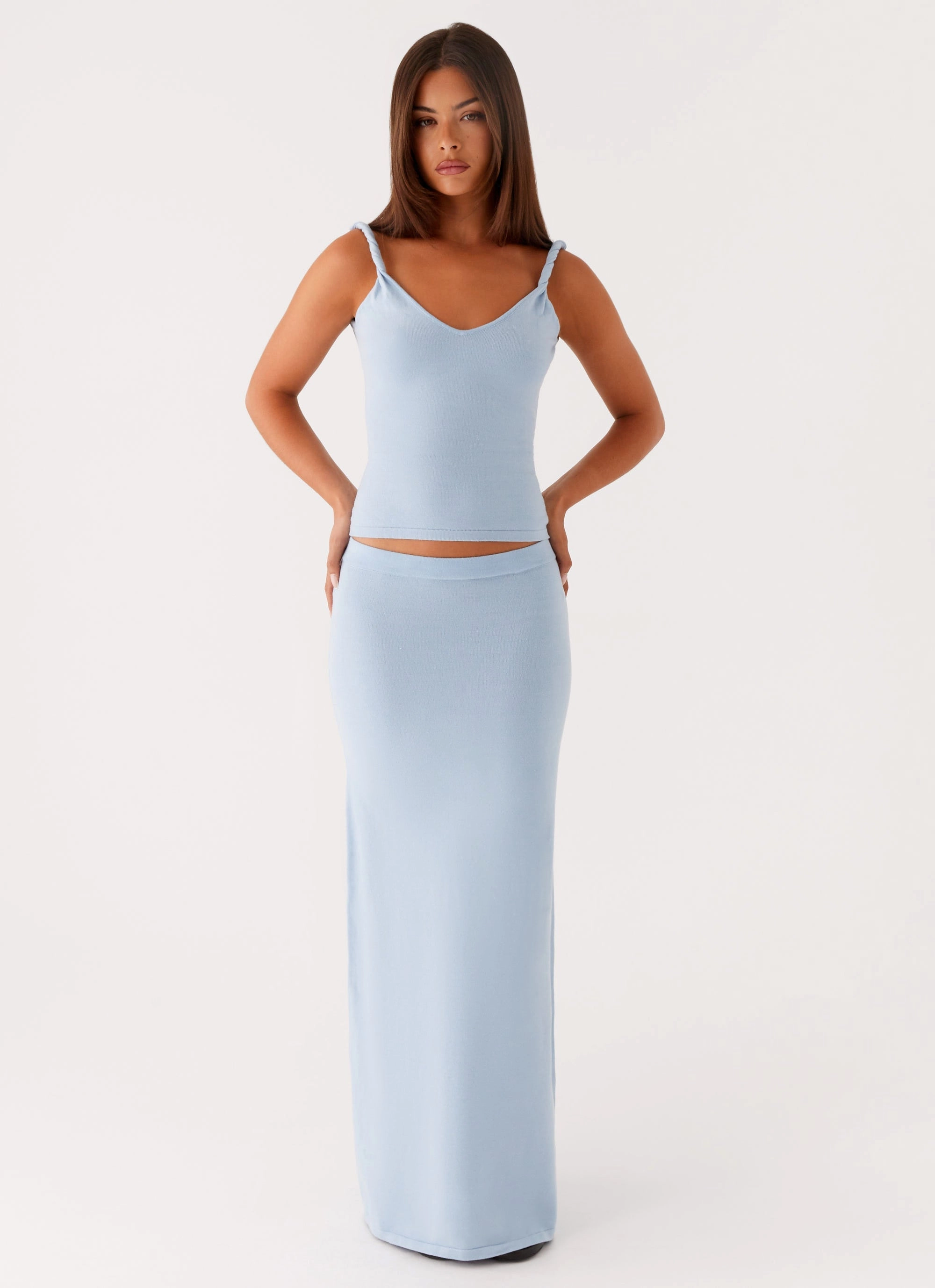 Heritage Inspired Fair trade Anastasia Knit Maxi Skirt - Blue