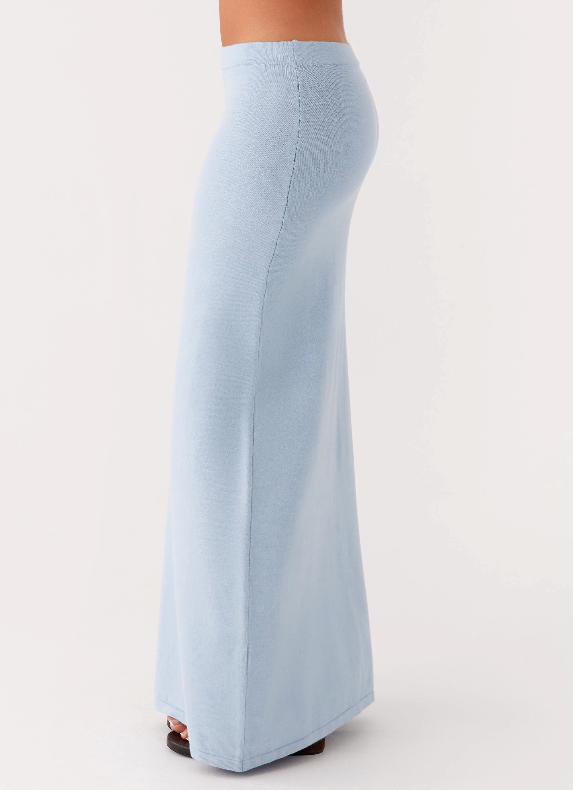 Linen Cotton Mix Comfy Fit Anastasia Knit Maxi Skirt - Blue