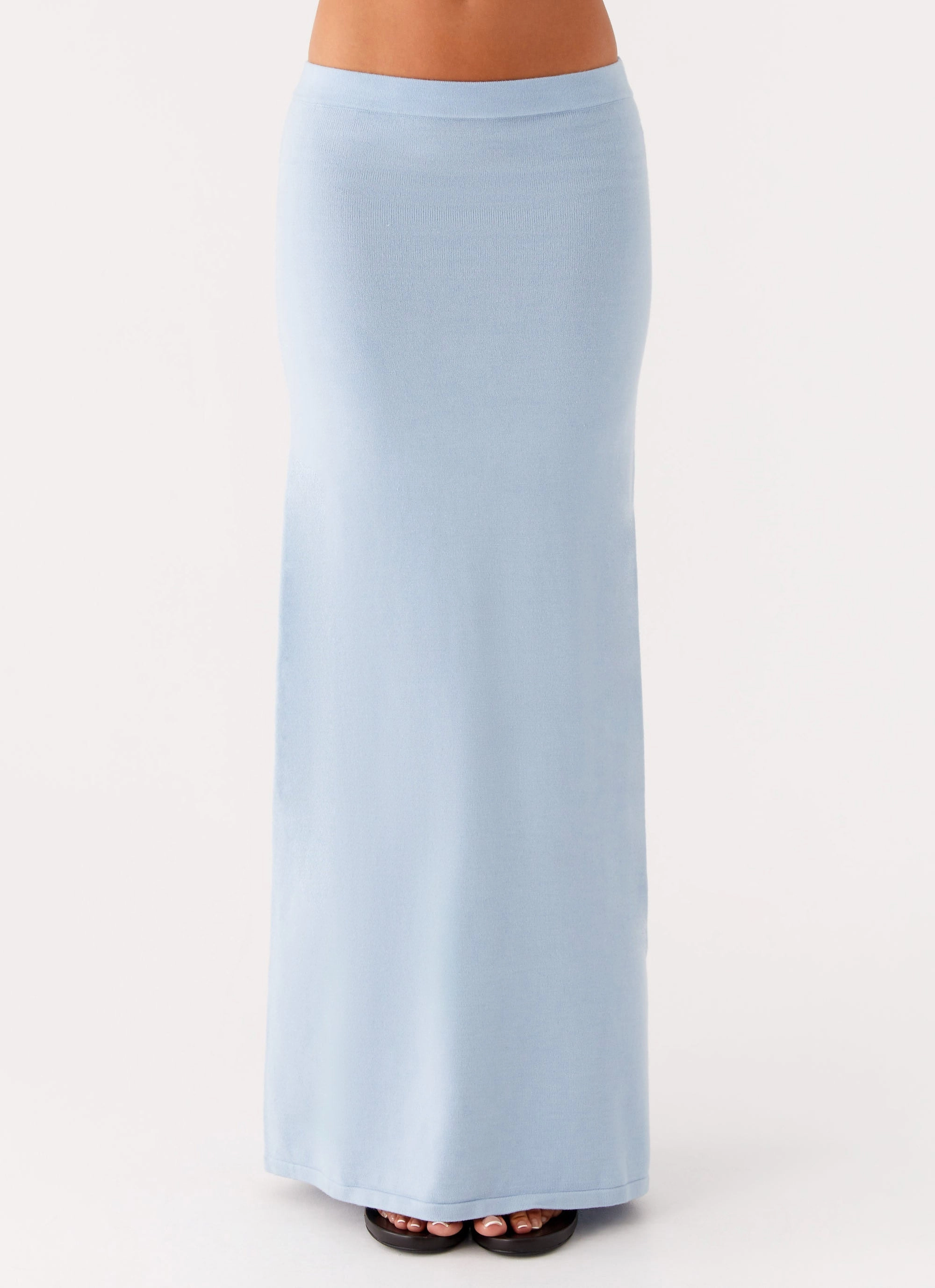 Anastasia Knit Maxi Skirt - Blue Wrap style