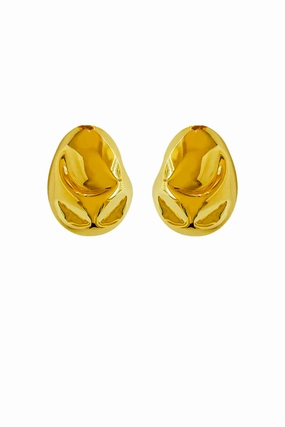Sporty Sweatshirt Flatlock stitching Cubagua Gold Earrings