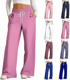 Sweat Pants for Womens Drawstring Wide Leg Pants Straight Leg Baggy Lounge Sweatpants Lounge Trousers with Pockets