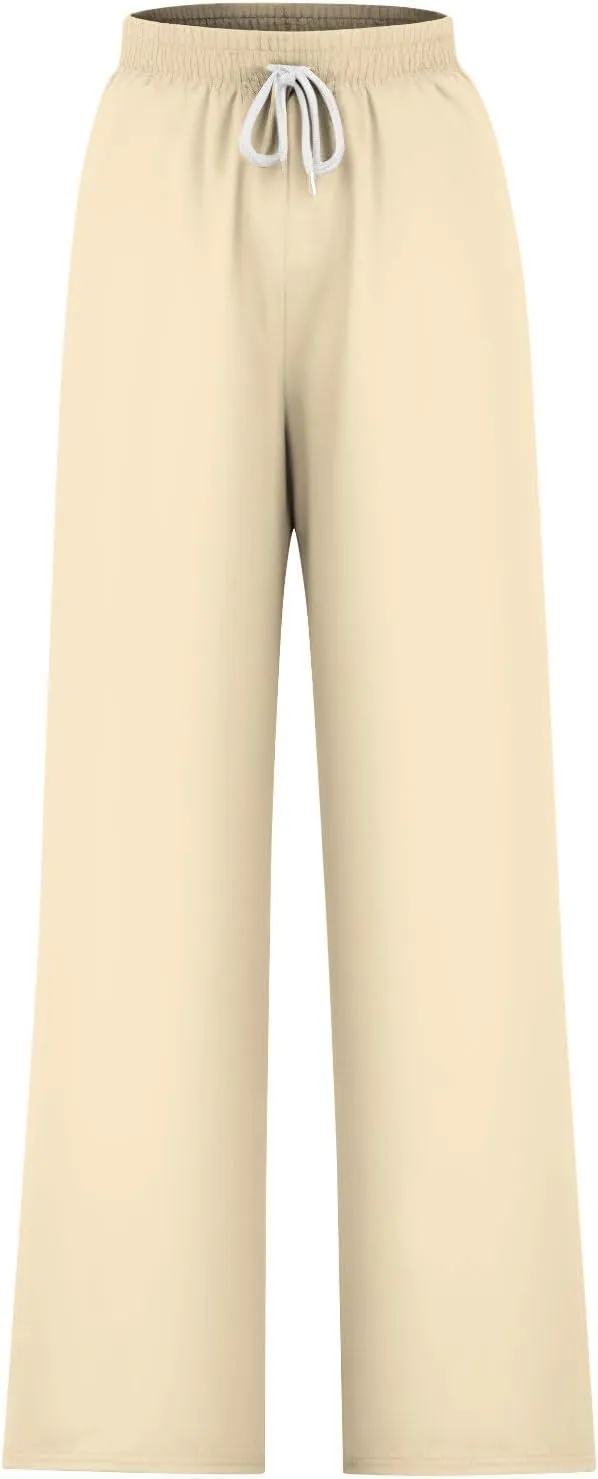 Sweat Pants for Womens Drawstring Wide Leg Pants Straight Leg Baggy Lounge Sweatpants Lounge Trousers with Pockets
