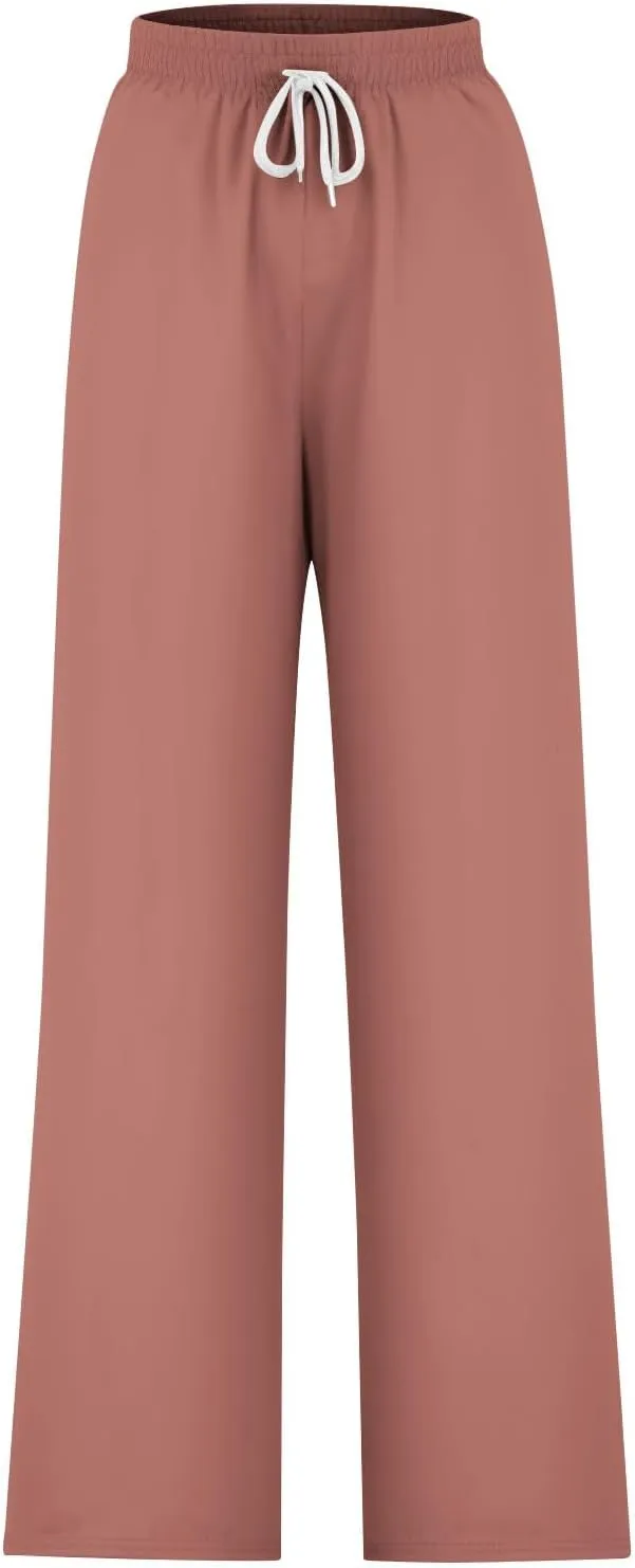 Sweat Pants for Womens Drawstring Wide Leg Pants Straight Leg Baggy Lounge Sweatpants Lounge Trousers with Pockets
