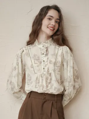 FlexibleCuffs Candance Apricot Stand Collar Blouse