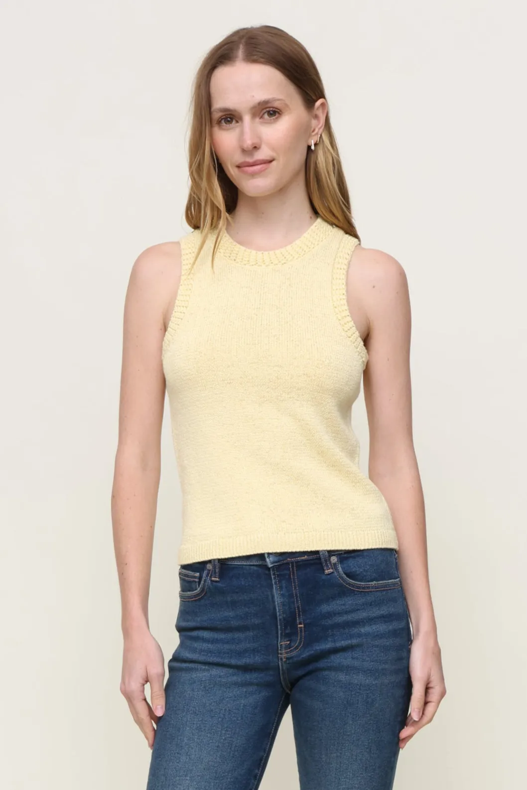 Contrast Topstitching Detail Sweater Tank
