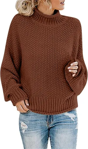 Sweaters for Women 2024 Trendy Plus Size Cable Knit Turtleneck Sweater Casual Fall Winter Long Sleeve Pullover Tops