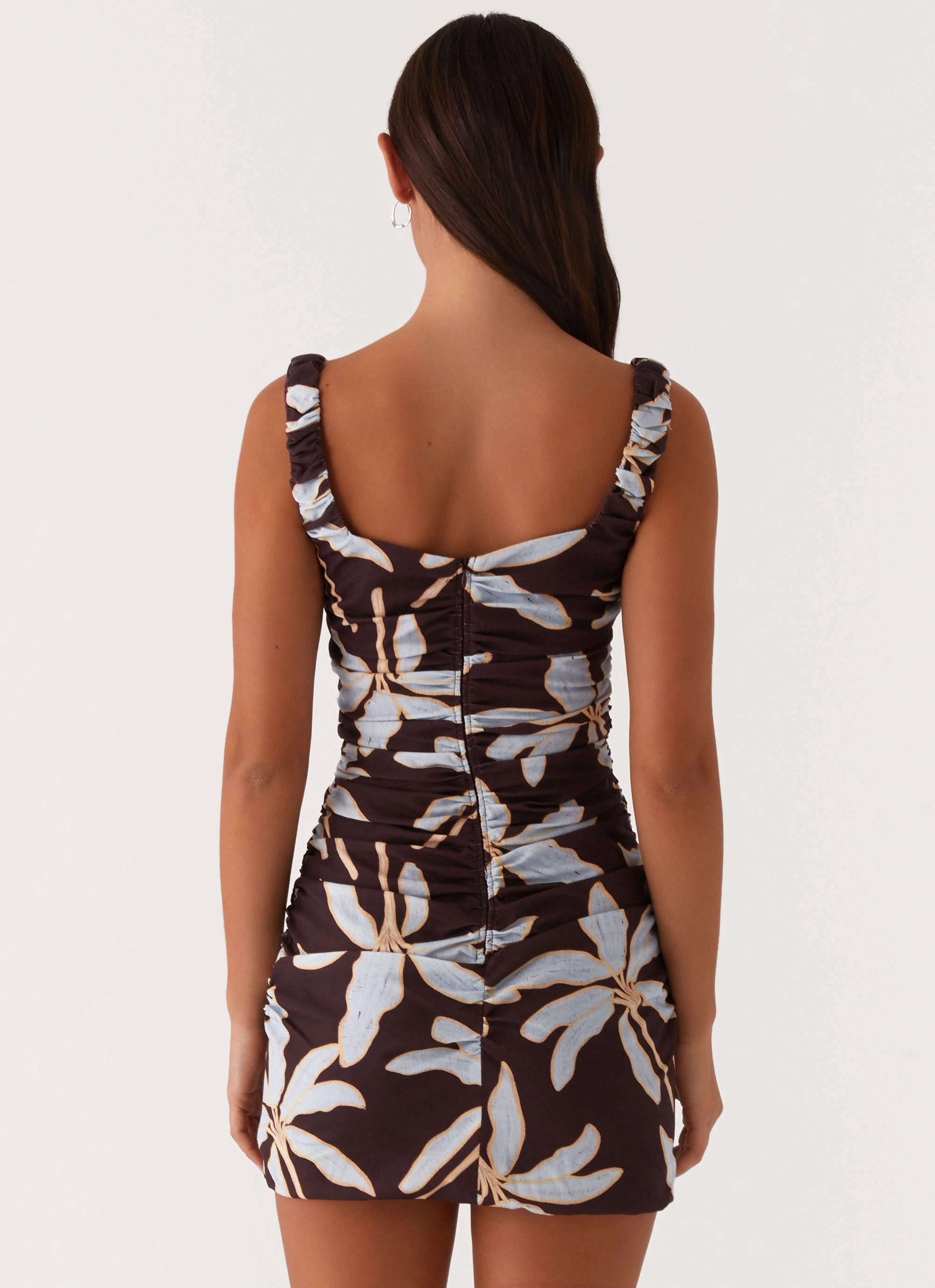 Sweet Melody Ruched Mini Dress - Opulent Brown Airy Look Flow Look