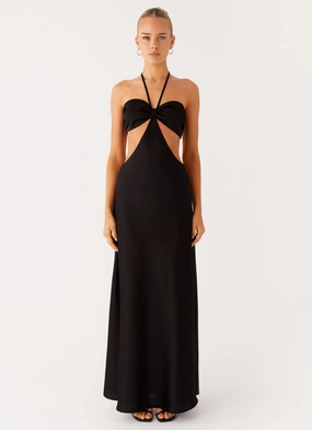 Everyday-Comfort Subtle Flow Sweetheart Cut Out Maxi Dress - Black