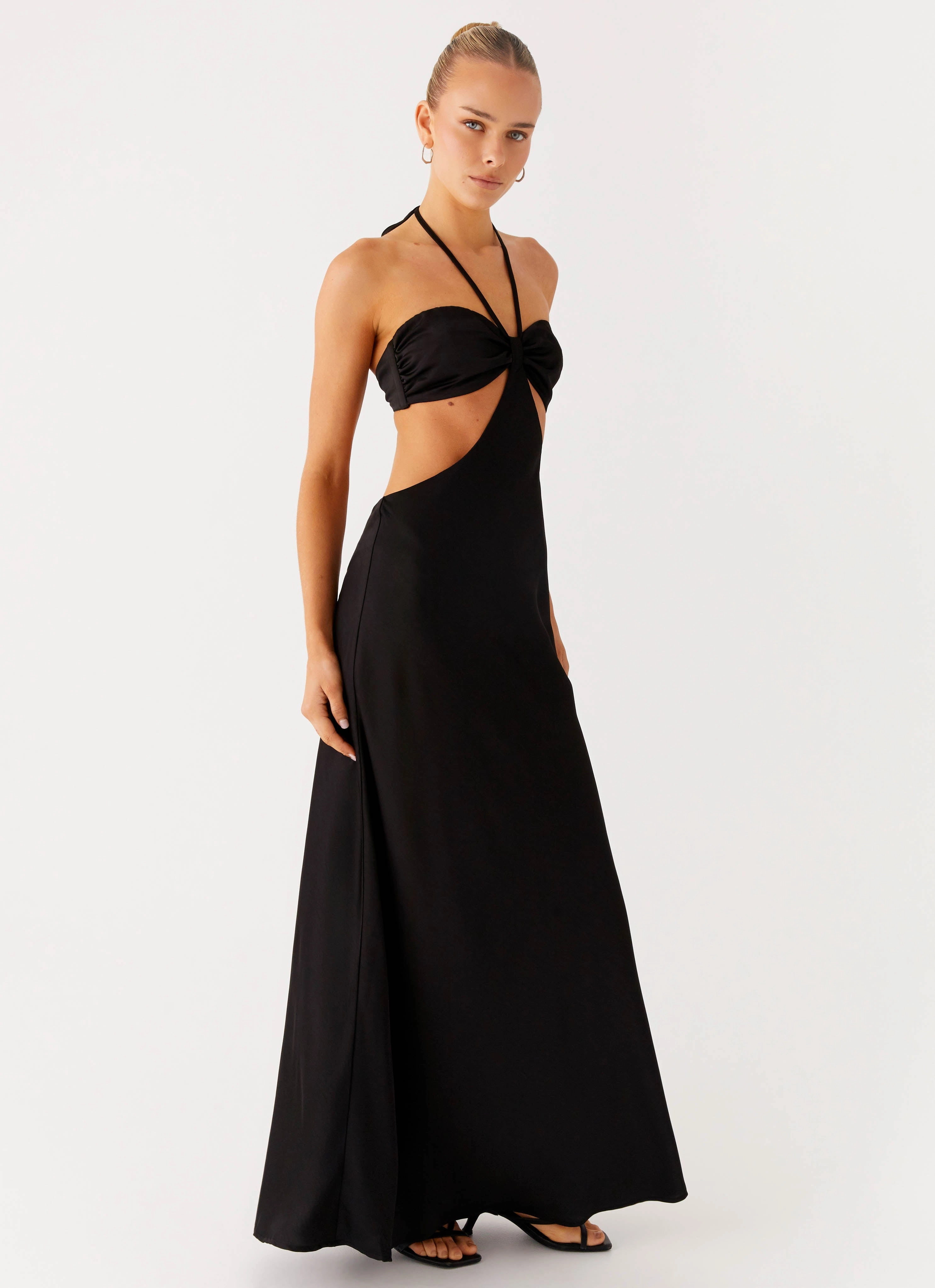 Sweetheart Cut Out Maxi Dress - Black Work Pairing Hand-Wash