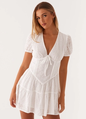 Sweetness Mini Dress - White Comfort Fit Subtle Mood