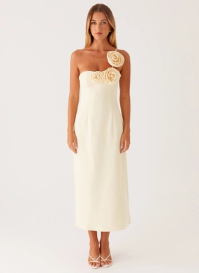 Casual Edge Elegant Finish Sweetpea Midi Dress - Yellow