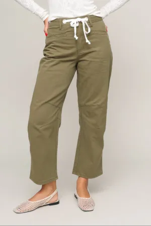 Double Needle Stitching Tie Waist Pant