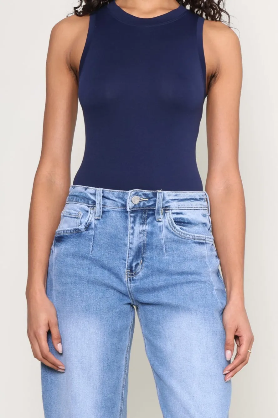 All You Need Bodysuit Contrast Topstitching Detail