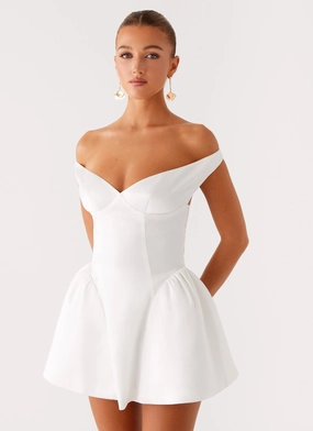 Cavella Mini Dress - White High Shine Reimagined Classic