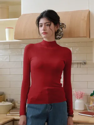Annalise Mock Neck 100% Merino Wool Sweater Layered Collar Cool Weather