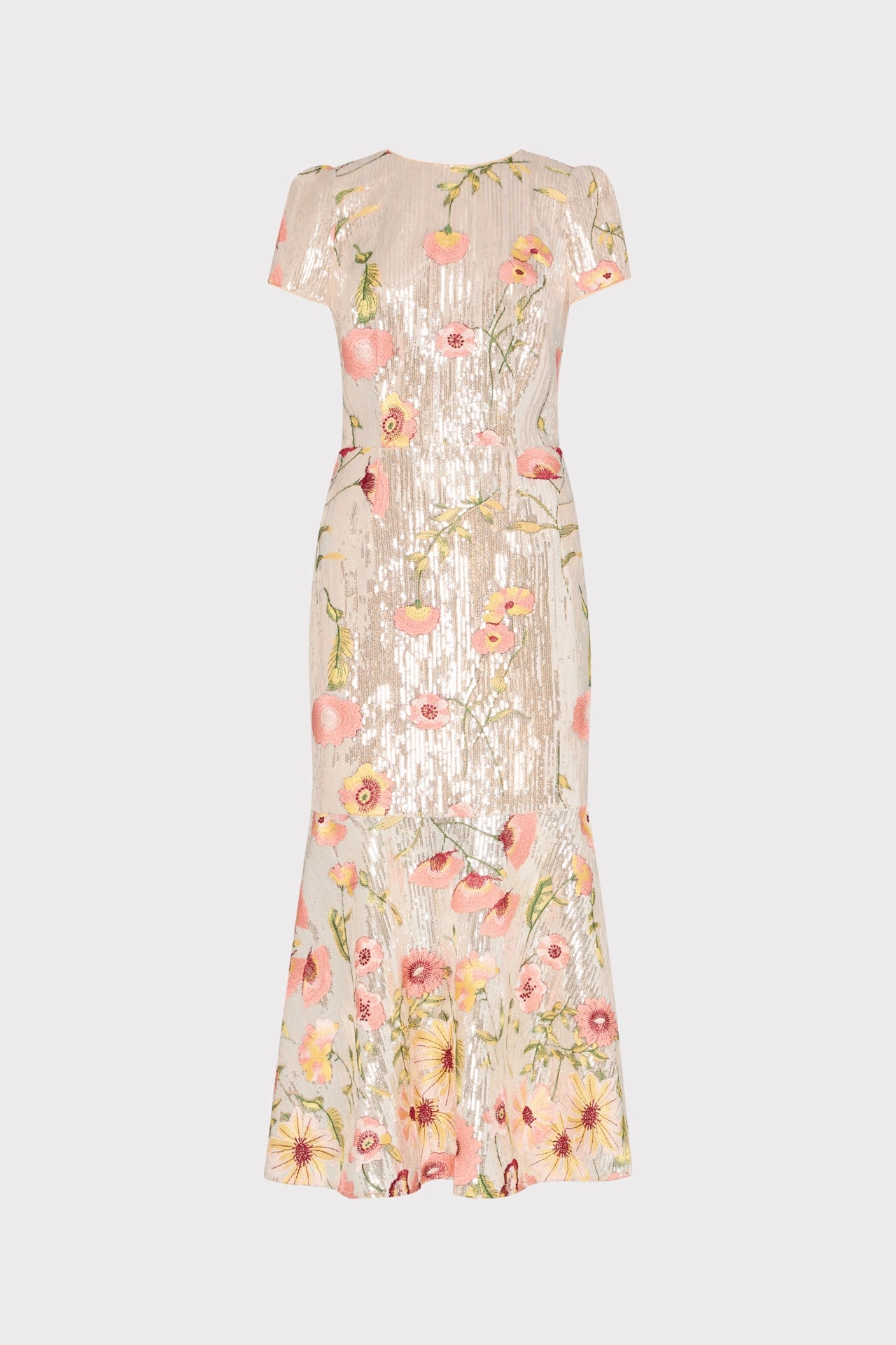Tahlia Floral Sequins Embroidery Dress Glam Feel Printed-Fabric