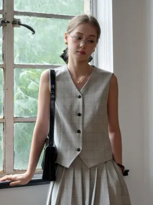 Bluesign Approved Material Summer Sweater Amina V-Neck Plaid Vest