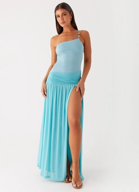 Aurelia Maxi Dress - Aqua Winter Layering