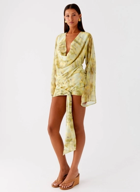 Sorrel Long Sleeve Mini Dress - Yellow Tie Dye Classic Fit