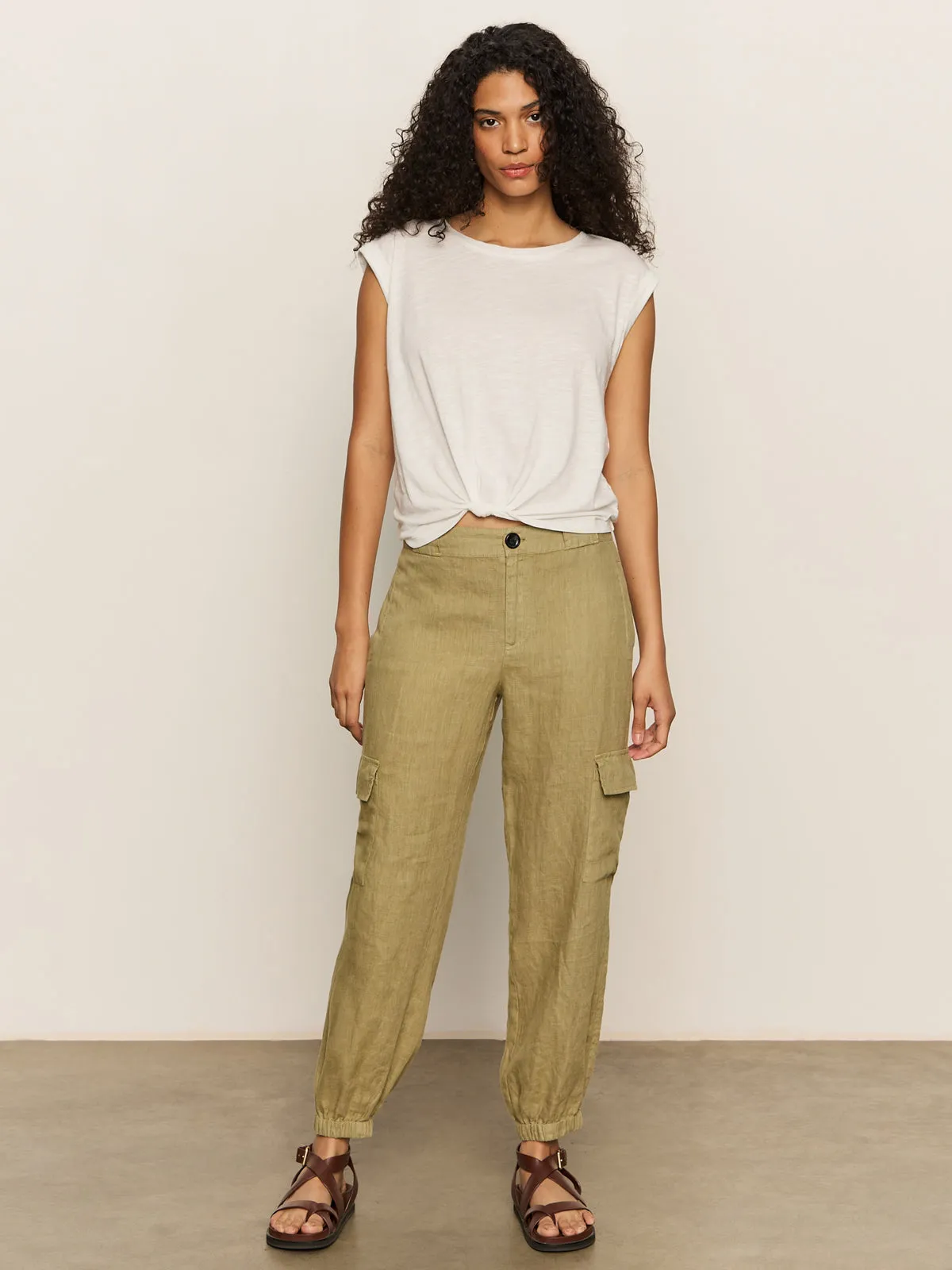Seasonless wear Fashionable Fit Take Over Linen Jogger Standard Rise Pant Bamboo
