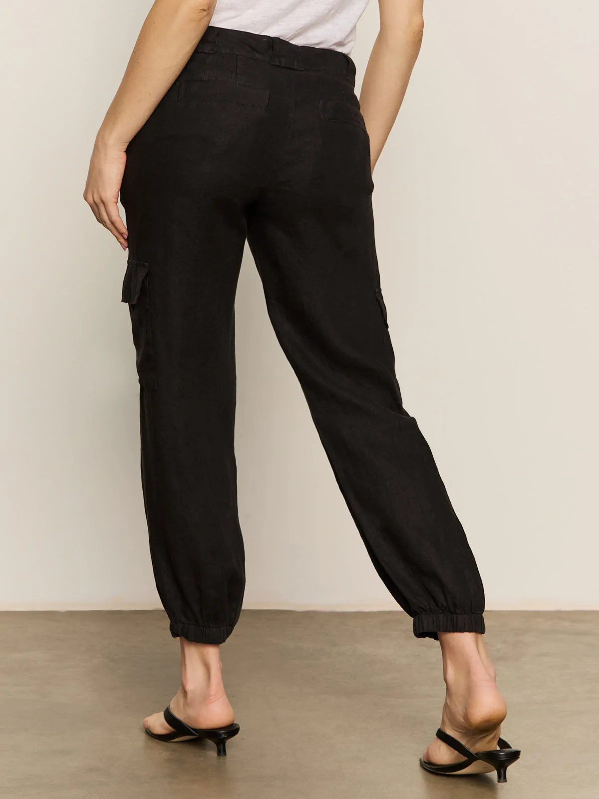 Take Over Linen Jogger Standard Rise Pant Black Shape Flex