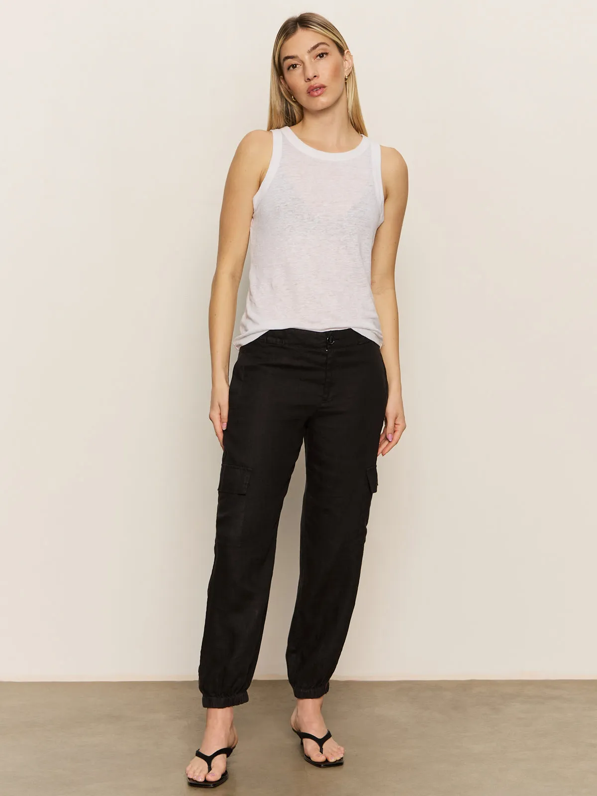 Take Over Linen Jogger Standard Rise Pant Black Flexible Motion