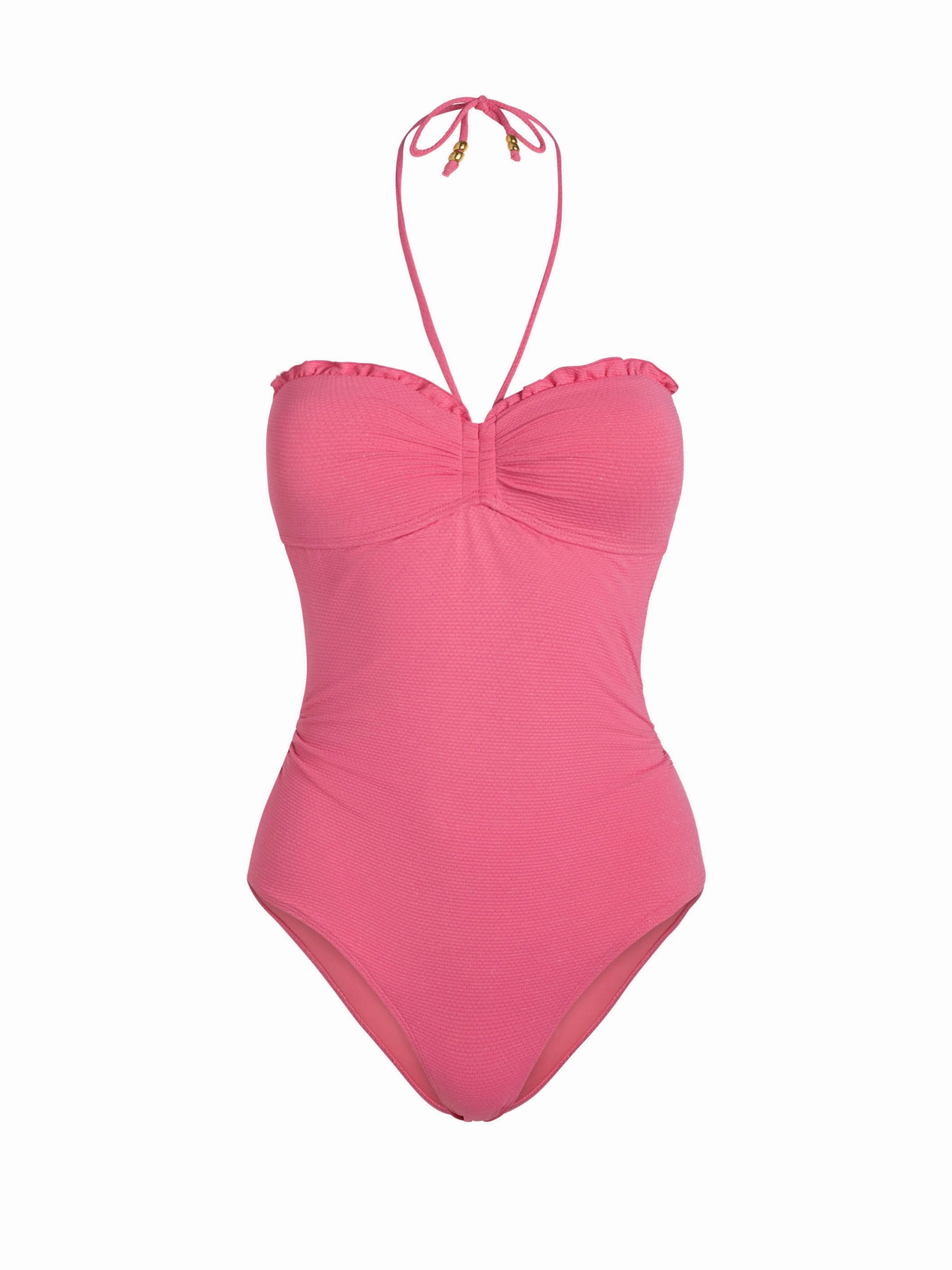 Talia One Piece In Hibiscus Metallic Molded Contour Support Ruched
