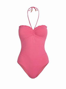 Talia One Piece In Hibiscus Metallic Evening Pool Seaside Getaway