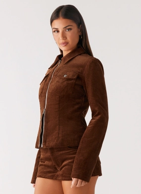Taliyah Cord Jacket - Walnut Slim Silhouette Urban Outerwear