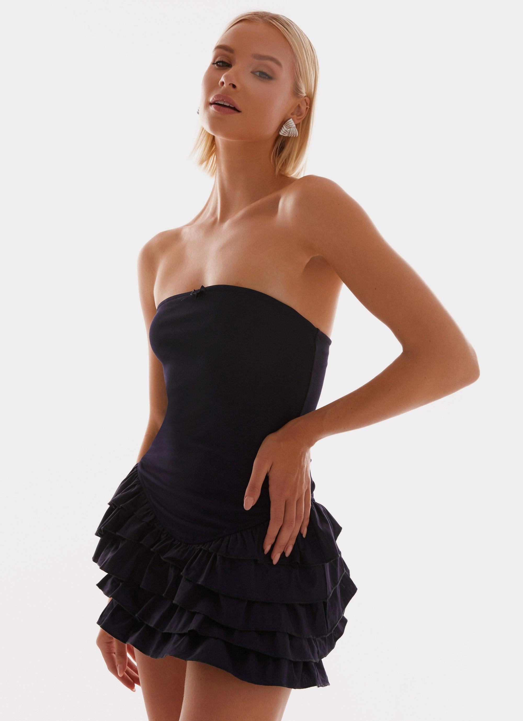 Style Essential Neat Finish Tamay Mini Dress - Navy