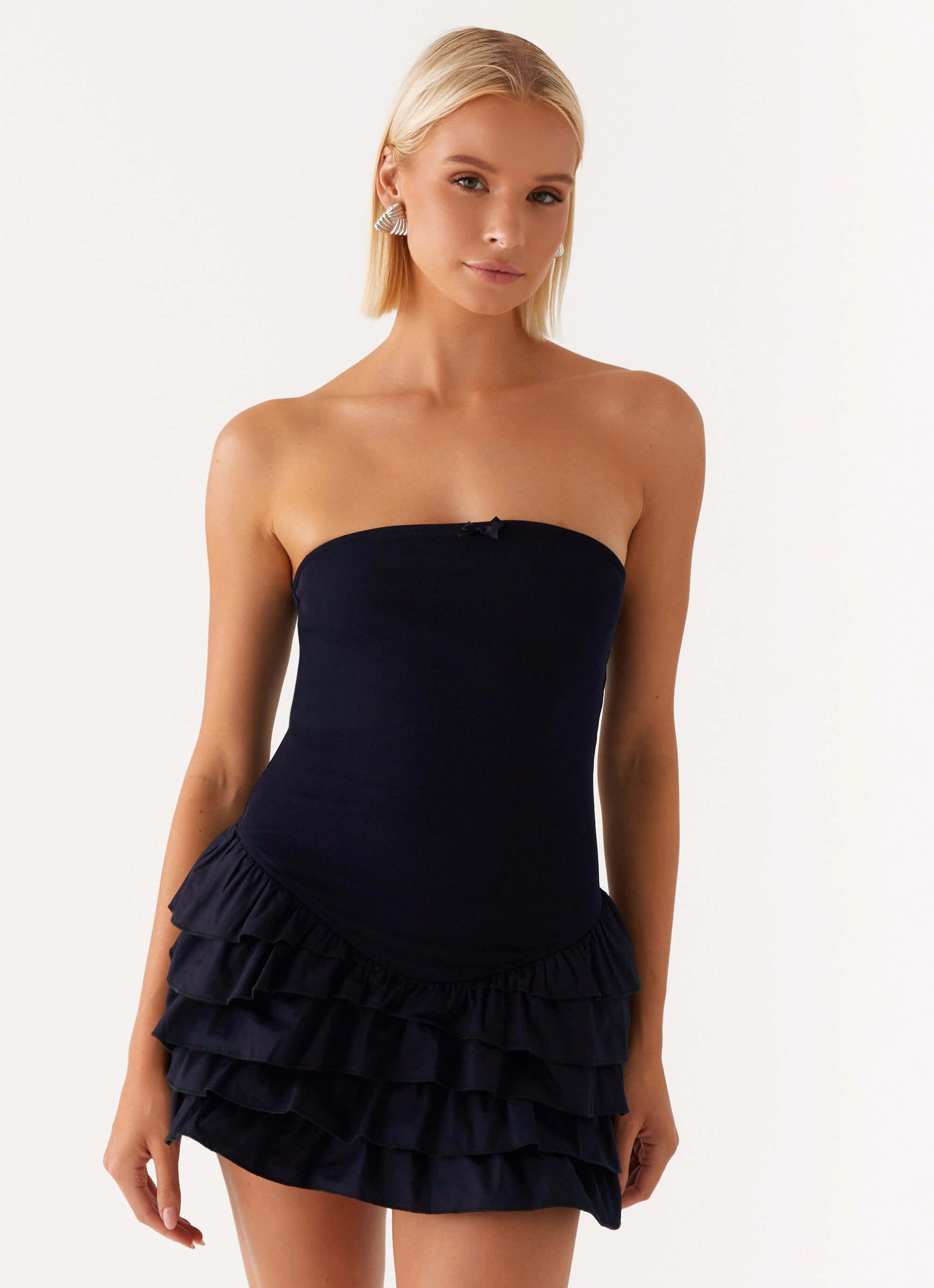 Tamay Mini Dress - Navy Split hem