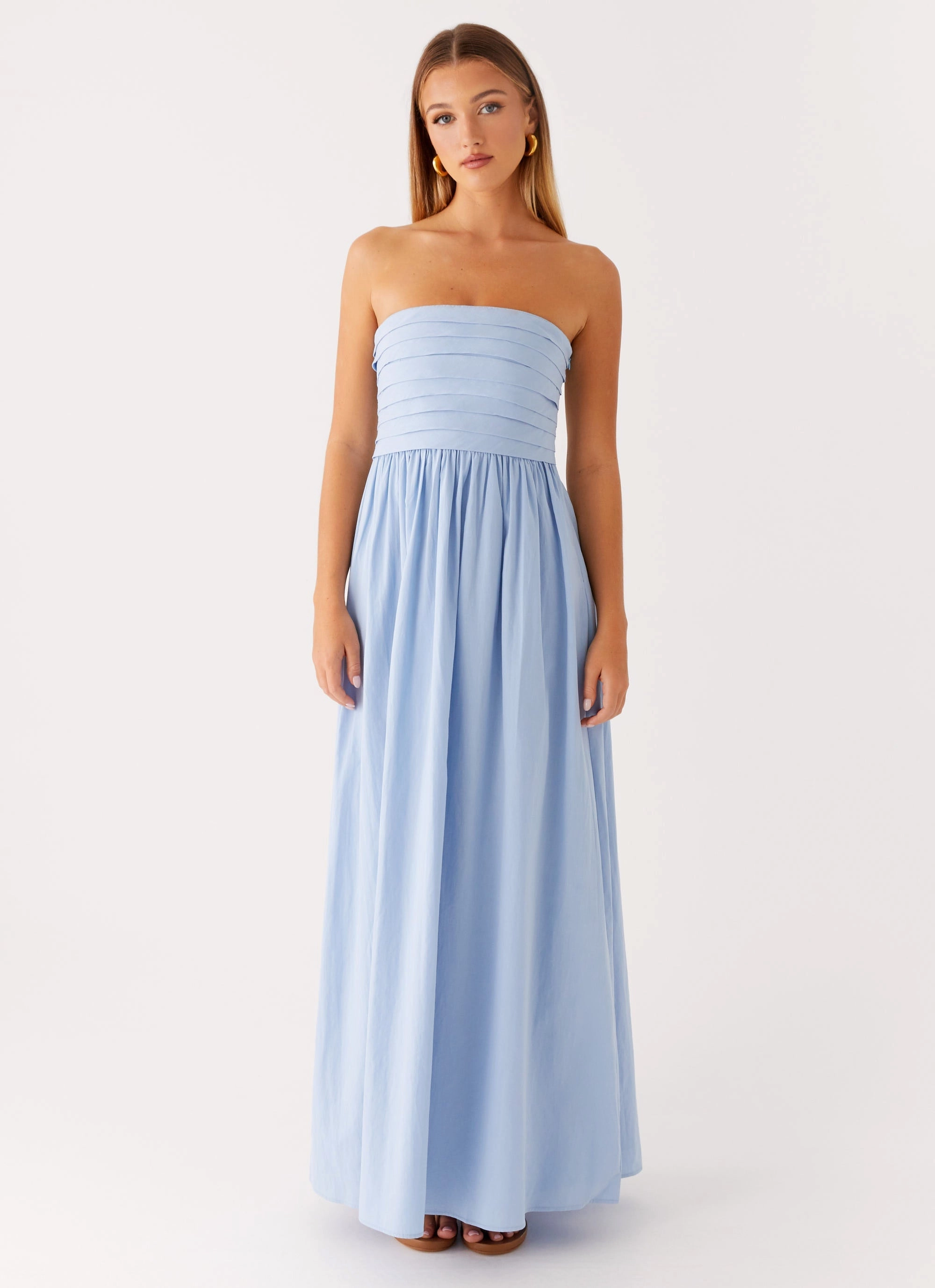 Tamia Maxi Dress - Blue Soft Colorway Chain-Detail