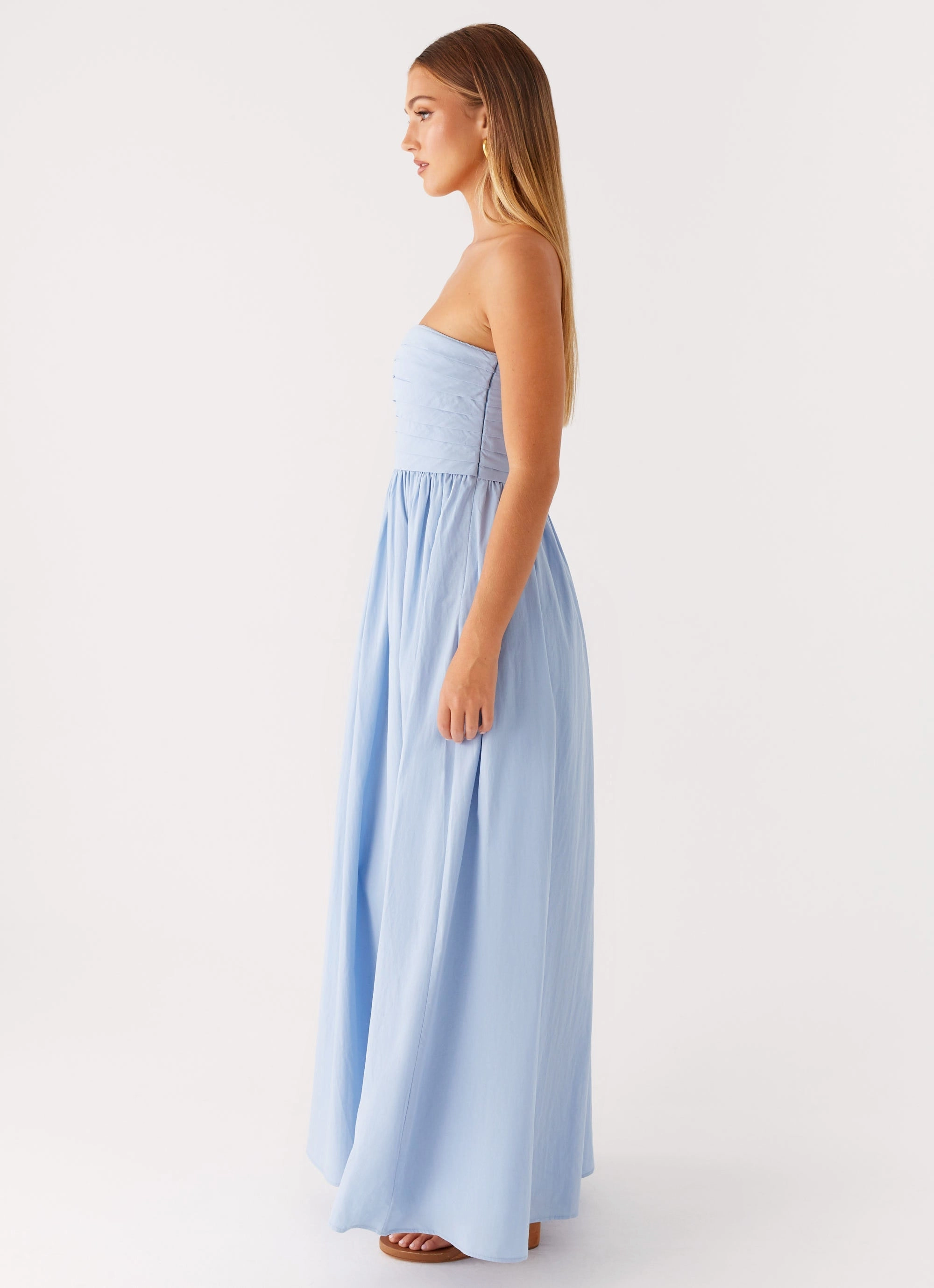 Mesh-Detail Petite friendly Tamia Maxi Dress - Blue