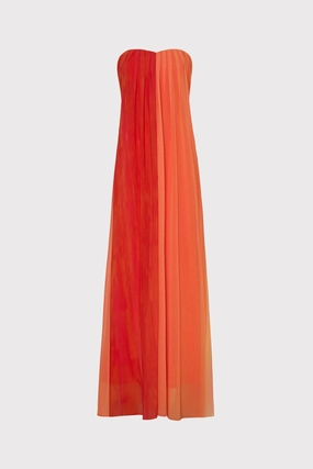Sunset Stripe Strapless Dress Sophisticated Waist Subtle pattern