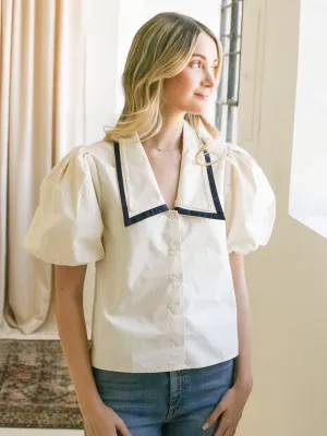 Tara Contrast Collared Blouse BondedShoulderTaping PunctureResistantReinforcement