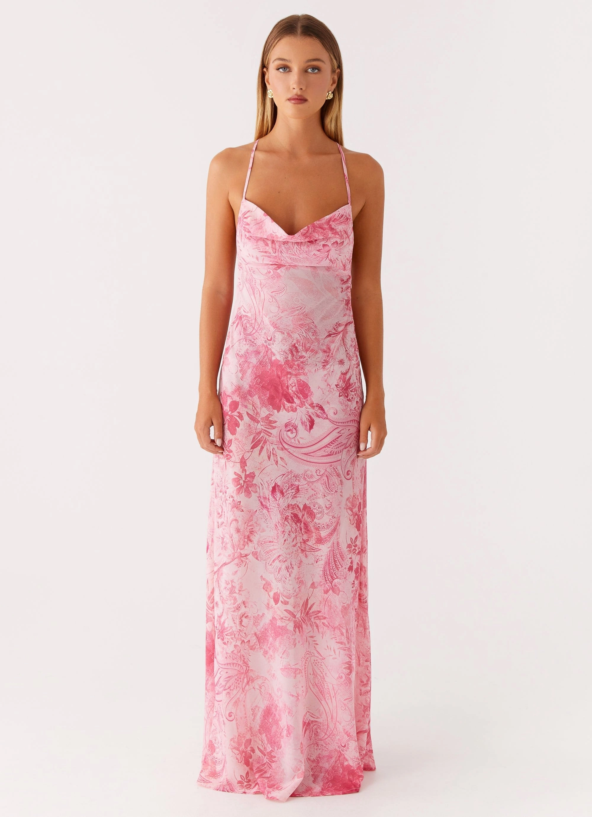Stylish and Comfortable Tara Maxi Dress - Pink Print