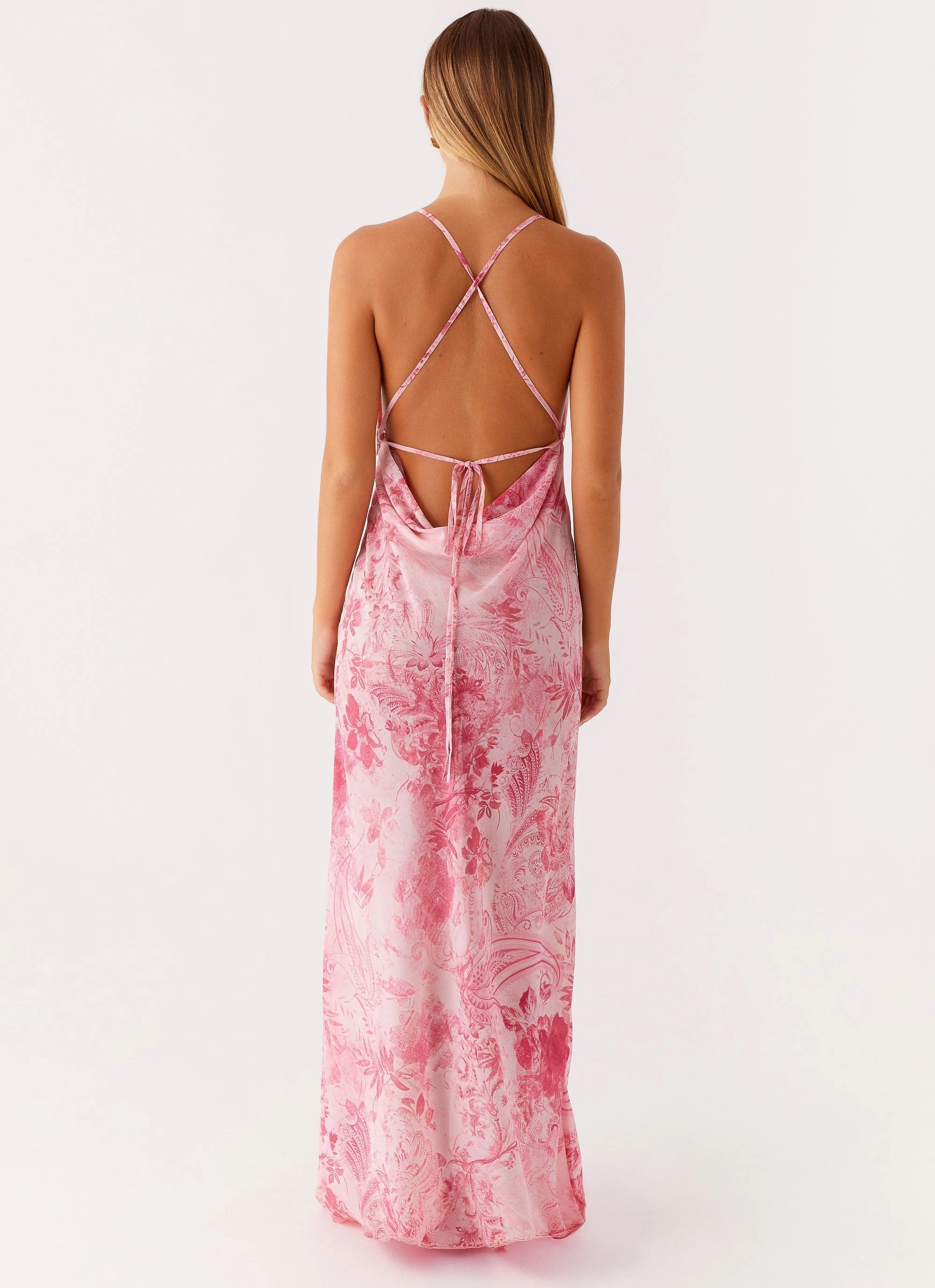 Printed-Lining Smart Tones Tara Maxi Dress - Pink Print