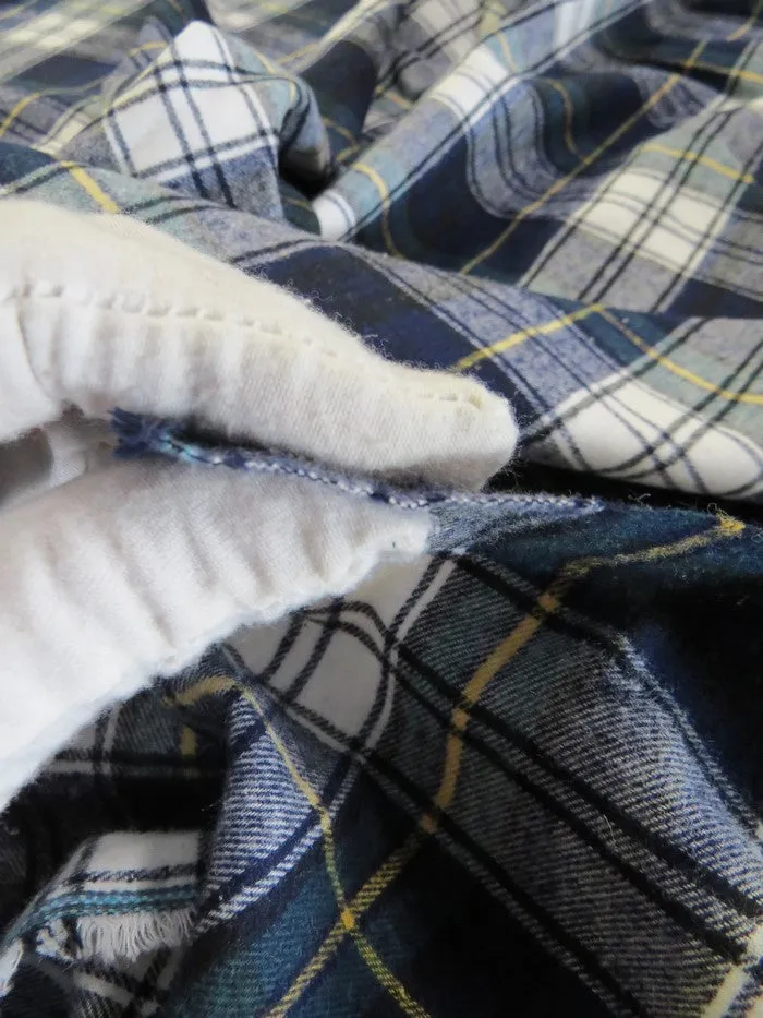 Tartan Plaid Uniform Apparel Flannel Fabric / Navy / 30 Yard Roll