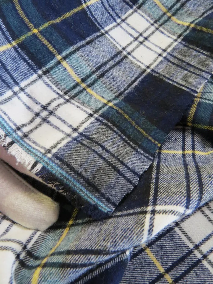 Tartan Plaid Uniform Apparel Flannel Fabric / Navy / 30 Yard Roll