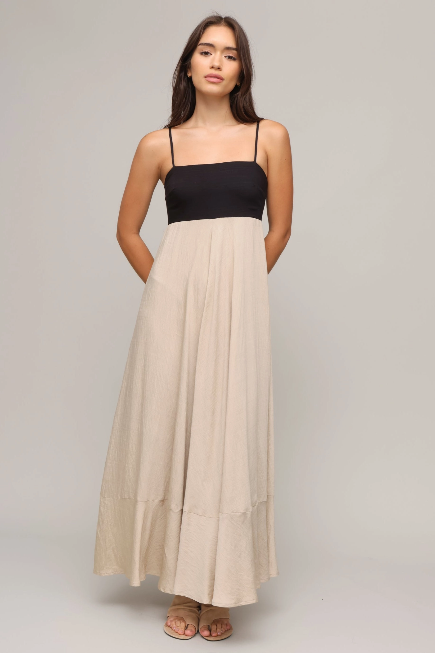 Timeless Trend Cozy Drape Tate Colorblock Maxi Dress