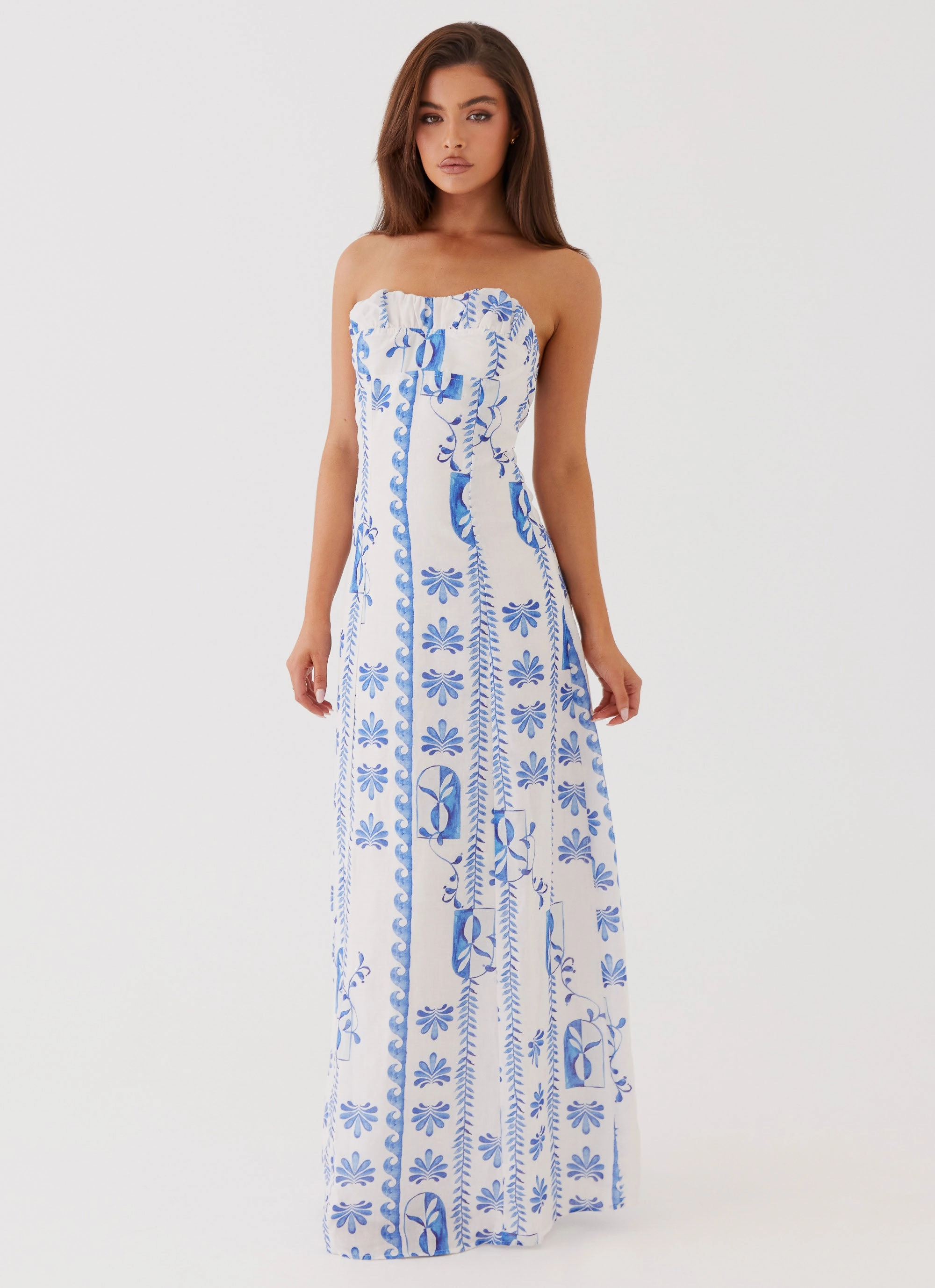 Flawless Construction Work Fit Tayla Linen Maxi Dress - Floral Wave