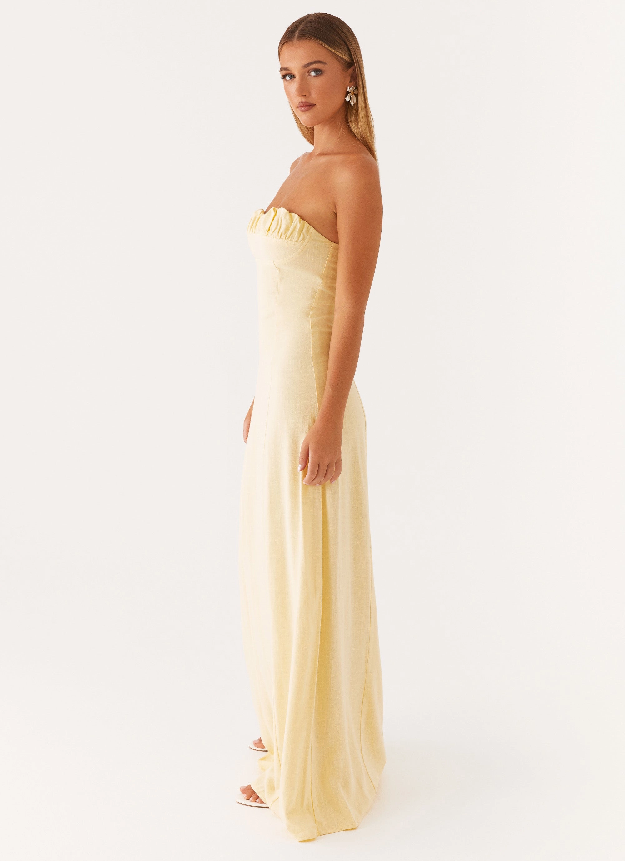 Wrinkle-Free-Finish Tayla Linen Maxi Dress - Yellow