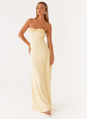 Tayla Linen Maxi Dress - Yellow Perfectly Crafted Relaxed Waist Fit