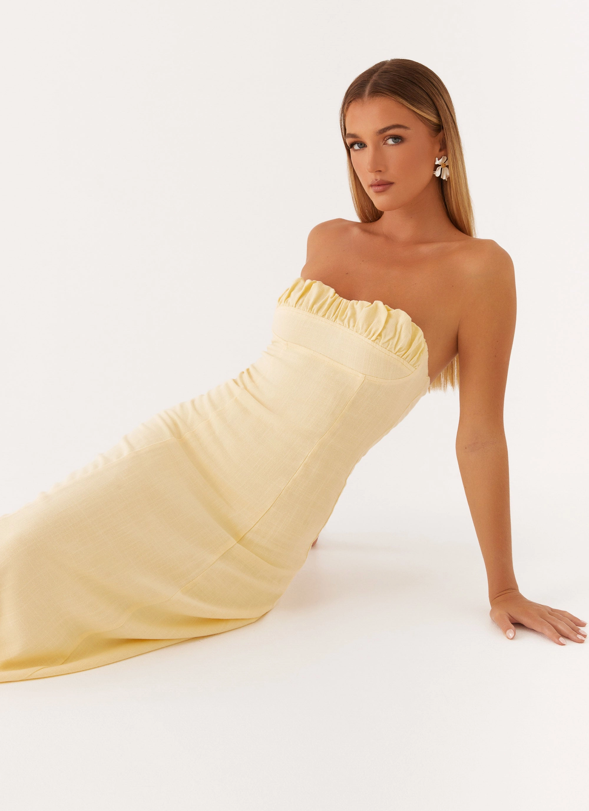 Tayla Linen Maxi Dress - Yellow Chic Harmony