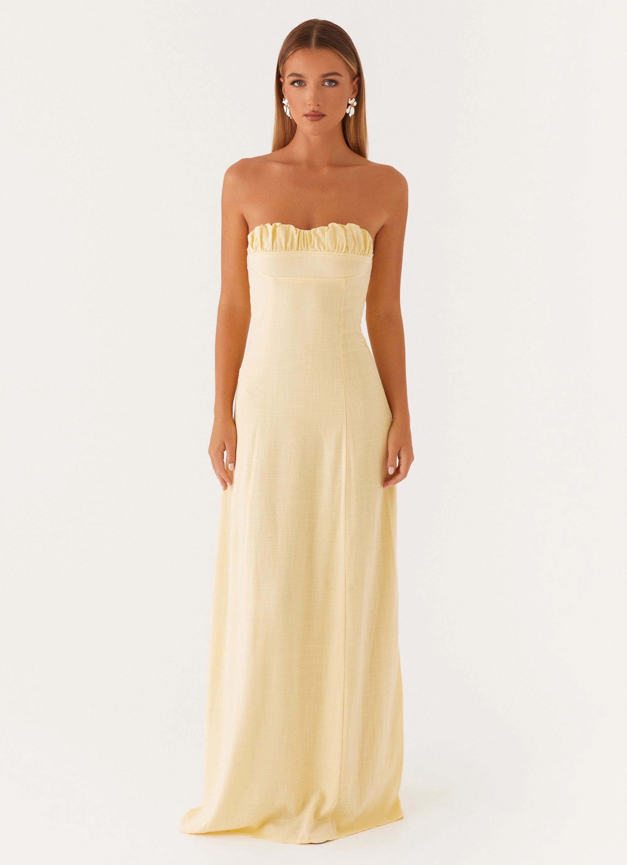 Tayla Linen Maxi Dress - Yellow Stay Cool